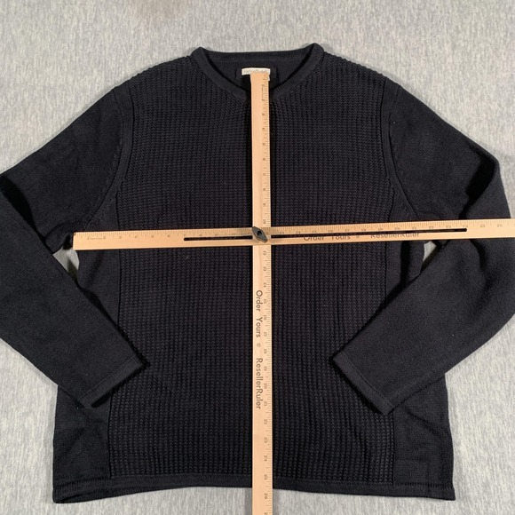 Carbon2Cobalt Sweater Mens XL Navy V Neck Cotton Cashmere Knit Pullover Textured - Picture 5 of 9